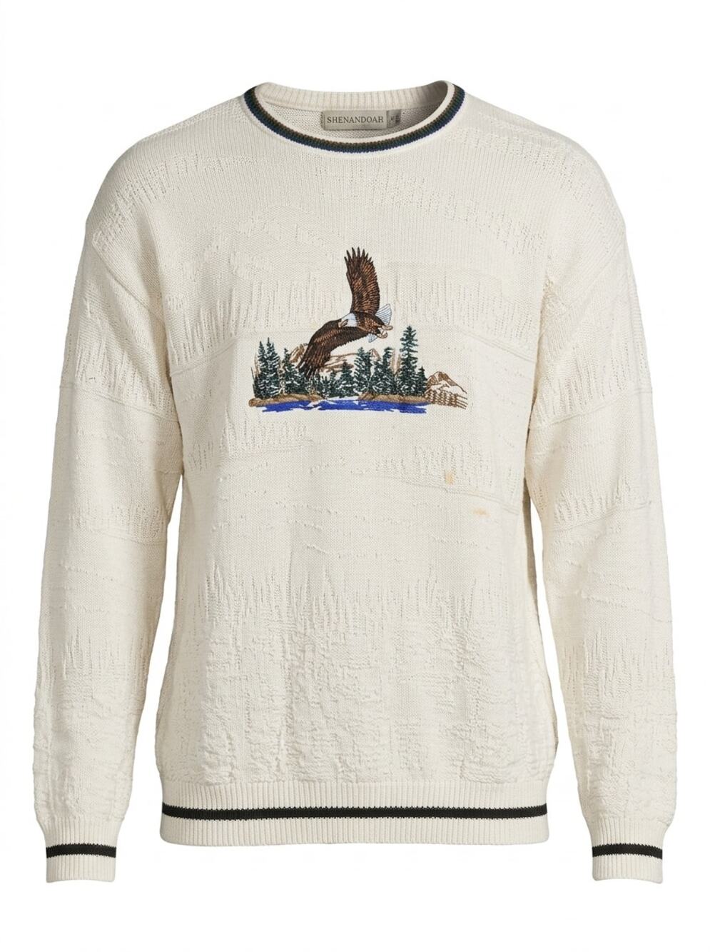 Vintage Shenandoah Made in USA Eagle Graphic Pullover Sweater Men Size XL